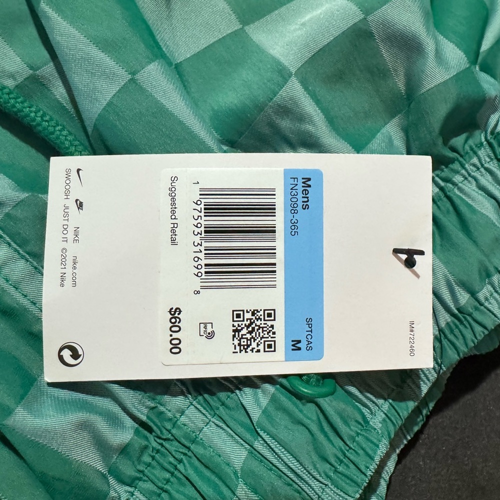 Nike Standard Fit Swim Shorts Men's M Green Checkered - Picture 2 of 3